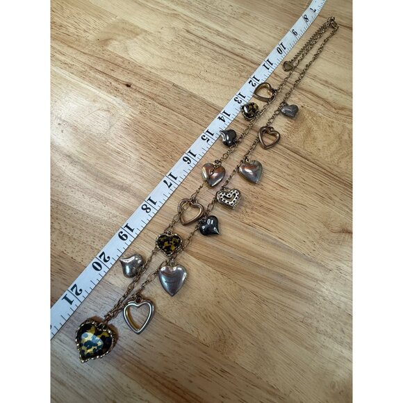 Betsey Johnson Heart Charm Necklace With Mixed Metal & Tortoiseshell Accents - Picture 7 of 10